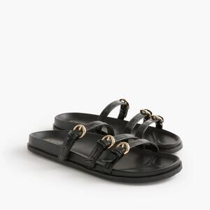 J.Crew Three-strap slide sandals in Black Croc